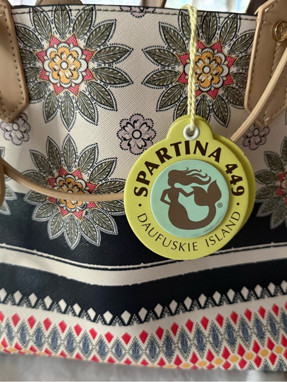 New Spartina 449 Retreat Small Tote Beach Floral & Geometric NWT - Picture 2 of 11